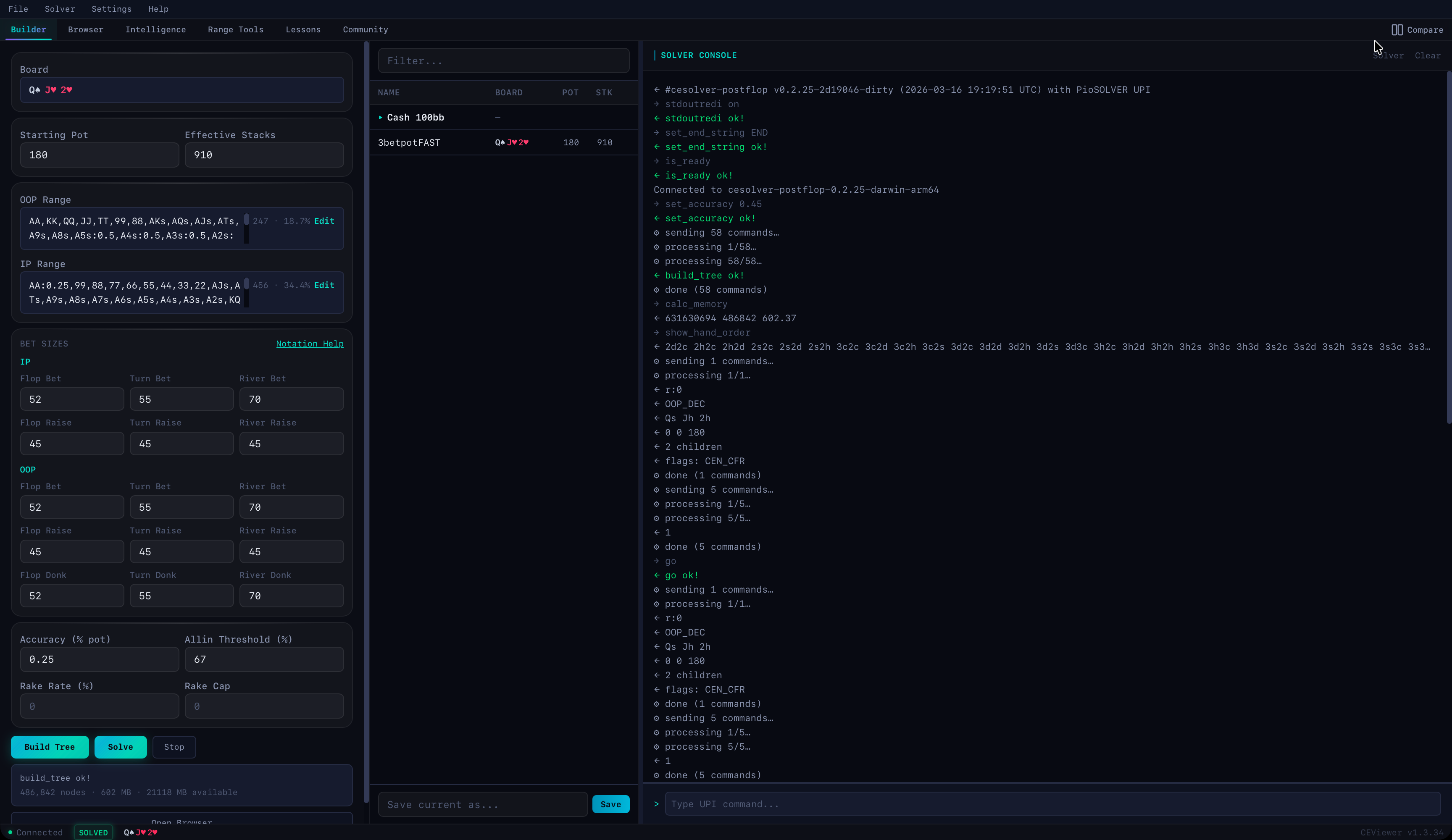 CEViewer tree builder with solver console