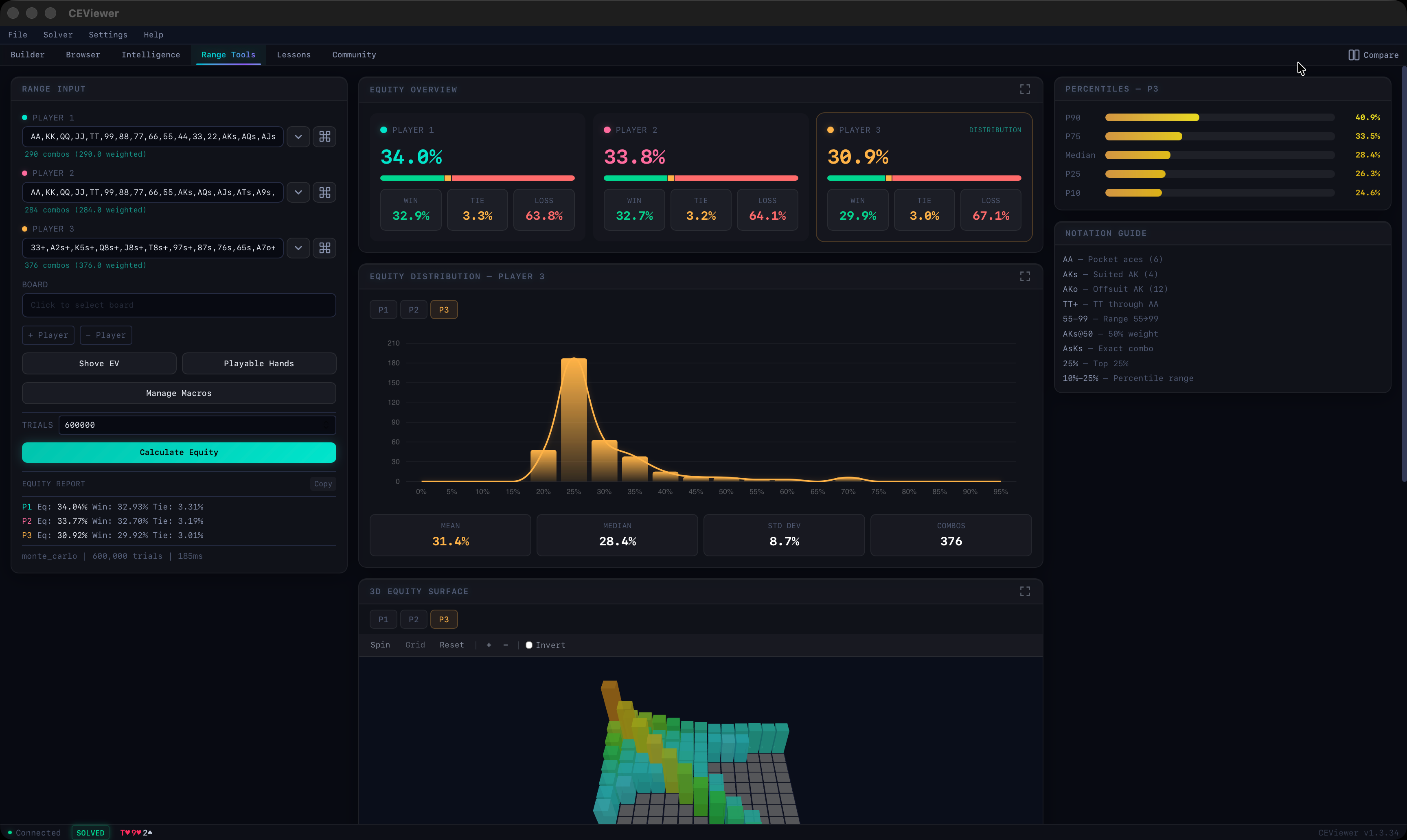 CEViewer multi-player equity calculator